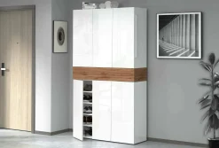 Scarpiera Charoite, 114x35h200 cm, Bianco e<Dmora Outlet