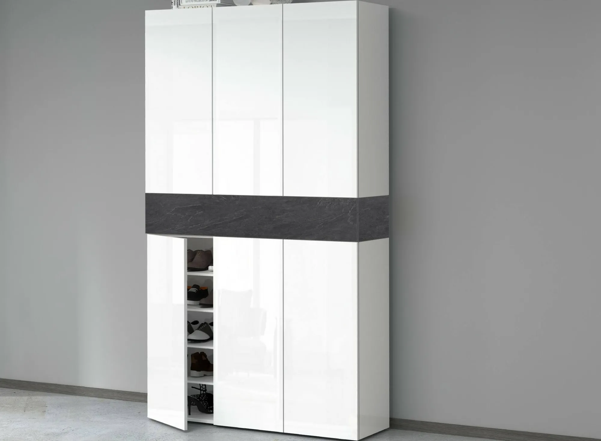 Scarpiera Charoite, 114x35h200 cm, Bianco e<Dmora Cheap