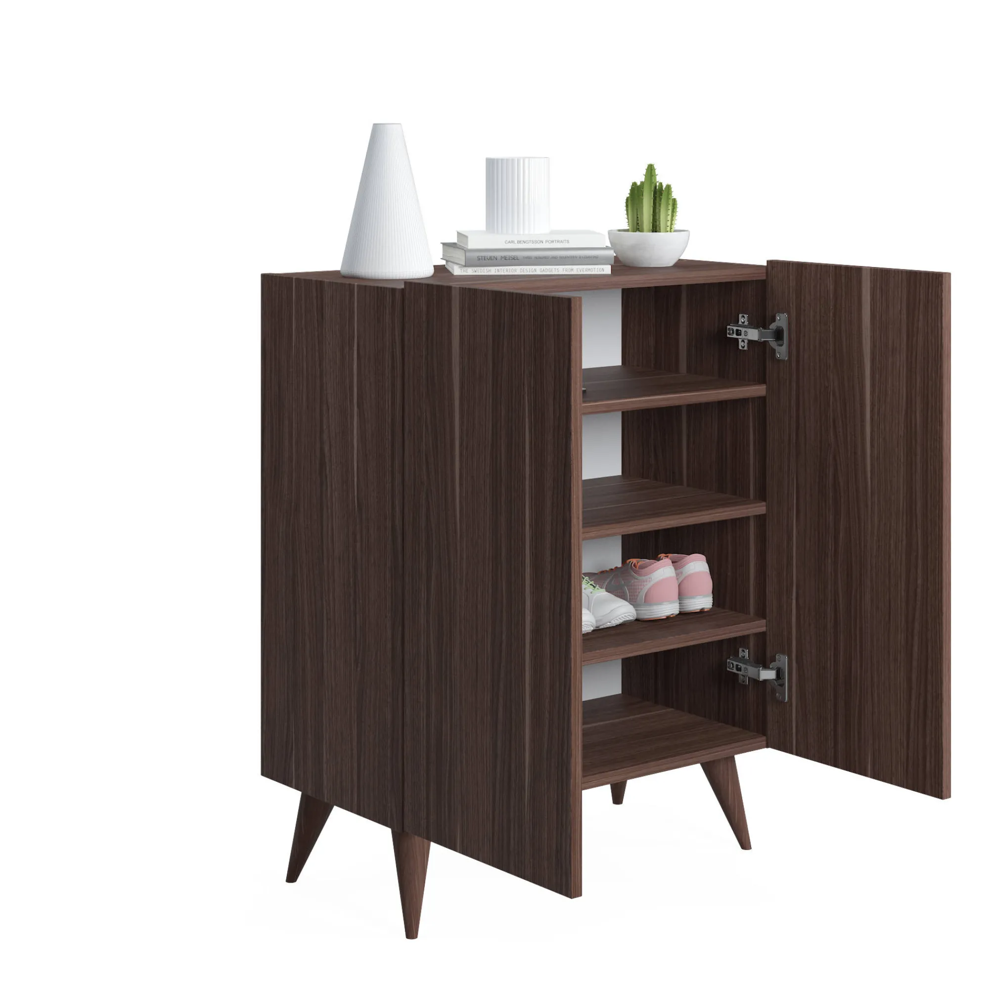 Scarpiera con due ante battenti e quattro ripiani interni, cm 70 x 37 x 88, colore<Dmora Sale
