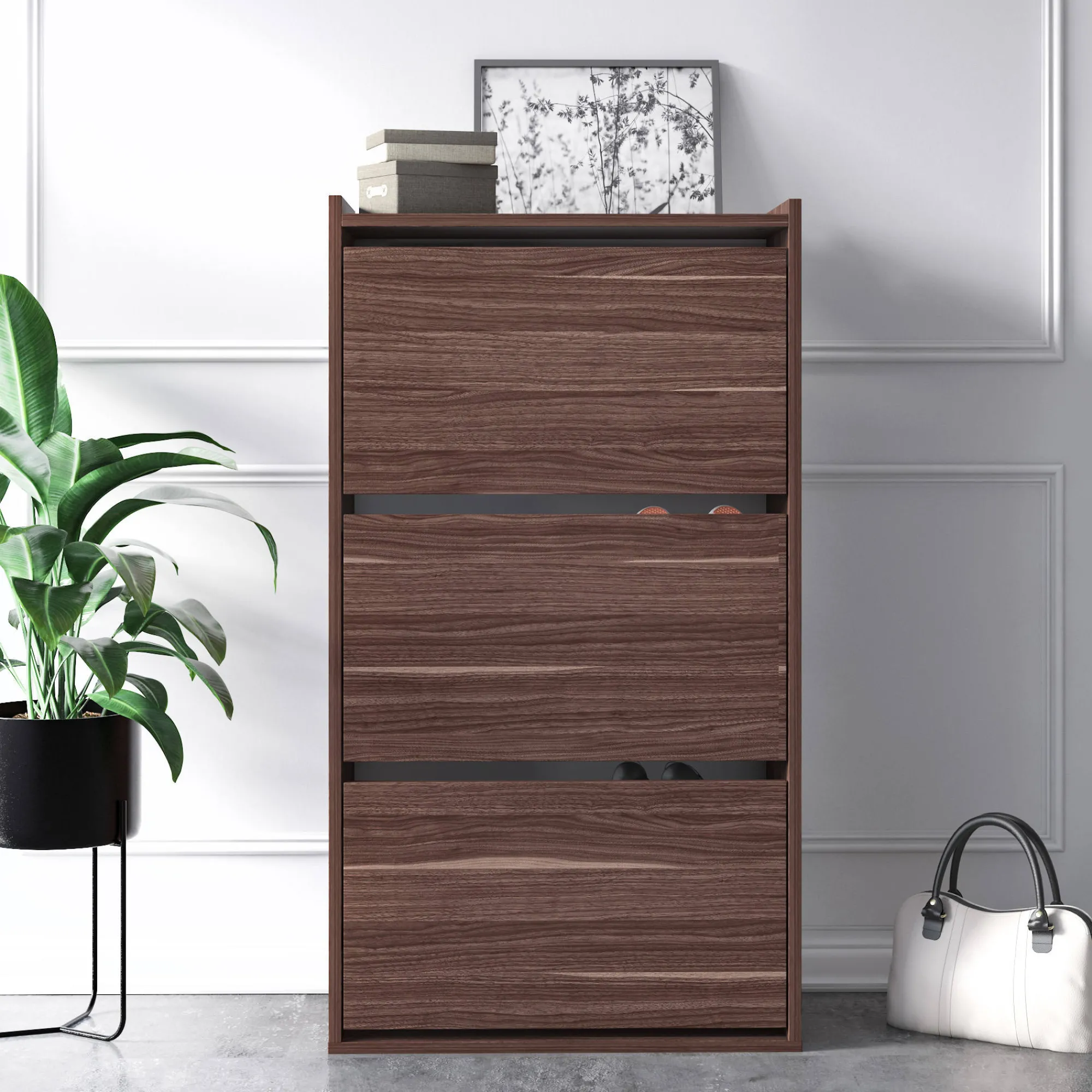 Scarpiera con tre ante a ribalta, cm 65 x 32 x 11,8, colore<Dmora Best Sale