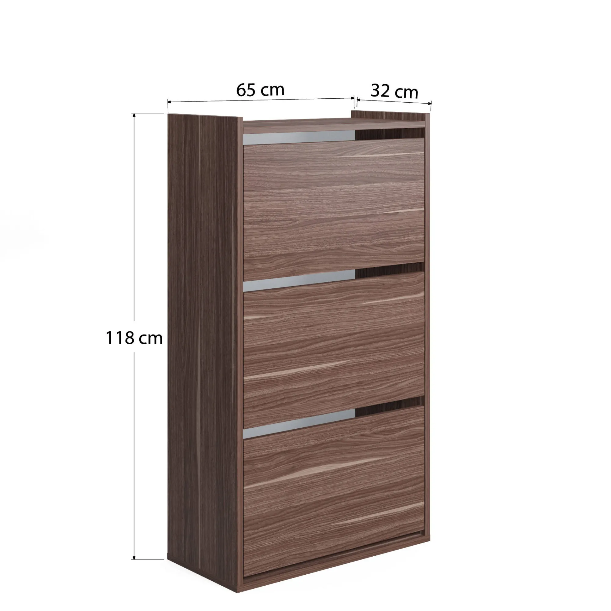 Scarpiera con tre ante a ribalta, cm 65 x 32 x 11,8, colore<Dmora Sale