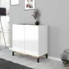 Scarpiera Dabbaso, cm 80x40h80, Bianco lucido e Acero<Dmora Online