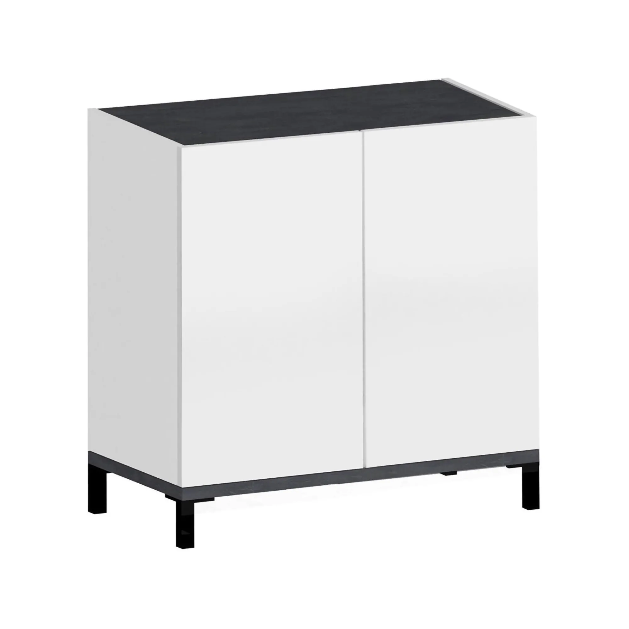 Scarpiera Dabbaso, cm 80x40h80, Bianco lucido e Ardesia<Dmora Clearance