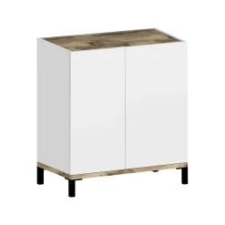 Scarpiera Dabbaso, cm 80x40h80, Bianco lucido e Acero<Dmora Online