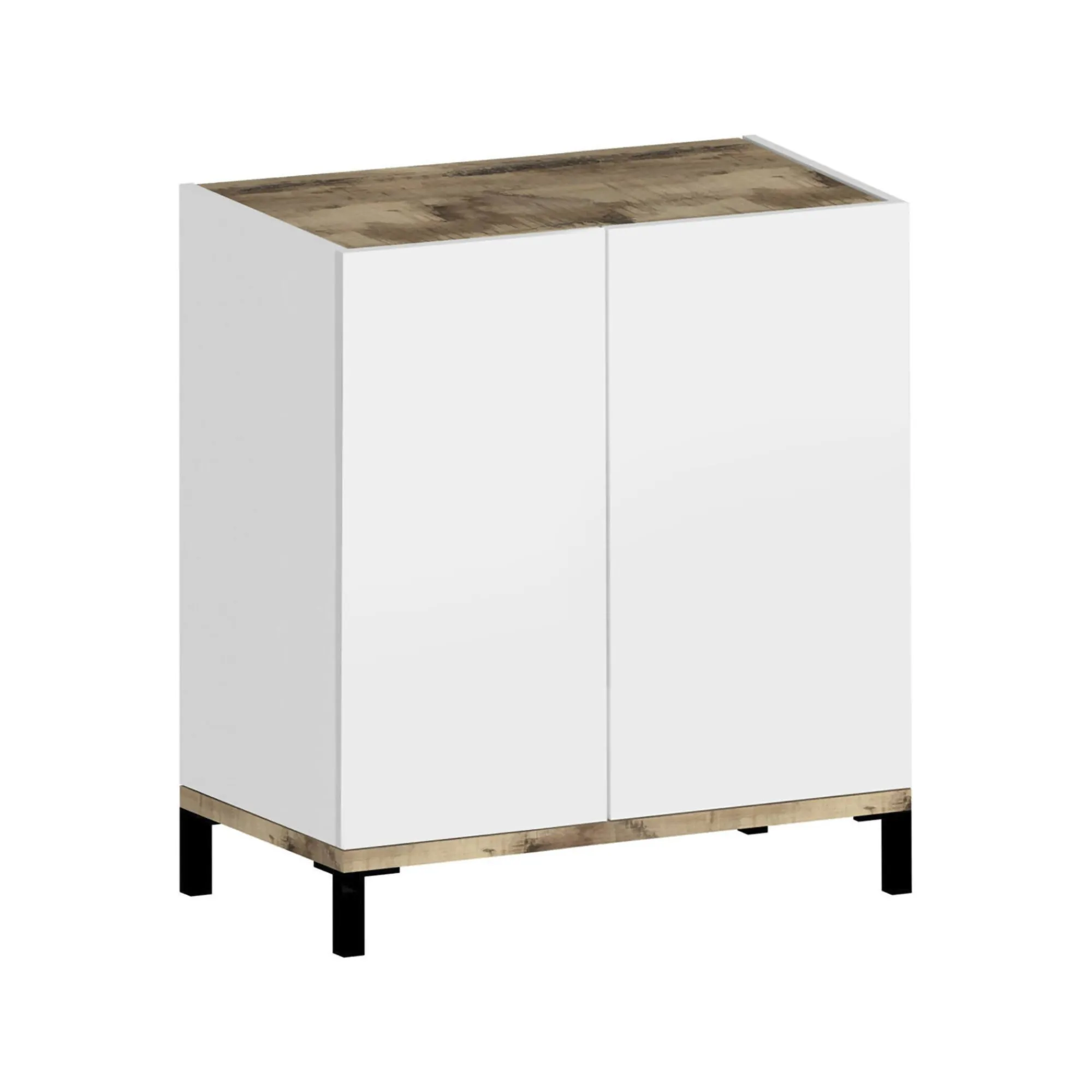 Scarpiera Dabbaso, cm 80x40h80, Bianco lucido e Acero<Dmora Online