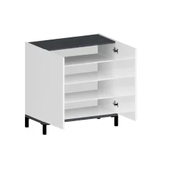 Scarpiera Dabbaso, cm 80x40h80, Bianco lucido e Ardesia<Dmora Clearance