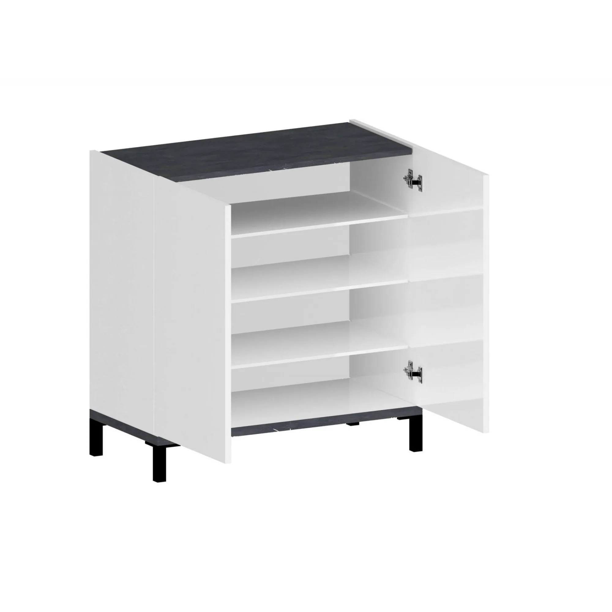 Scarpiera Dabbaso, cm 80x40h80, Bianco lucido e Ardesia<Dmora Clearance