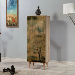 Scarpiera Dacrydium, 50x38 h135 cm, Quercia e Giallo<Dmora Discount