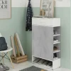 Scarpiera Dbalog, 67x28h119 cm, Cemento e Bianco<Dmora Best Sale