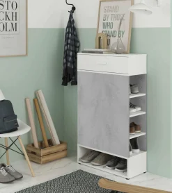 Scarpiera Dbalog, 67x28h119 cm, Cemento e Bianco<Dmora Best Sale