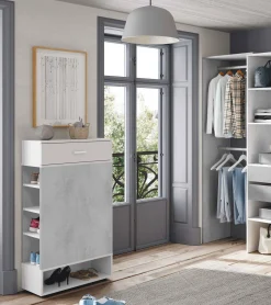 Scarpiera Dbalog, 67x28h119 cm, Cemento e Bianco<Dmora Best Sale