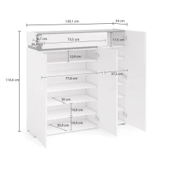 Scarpiera Dbontacchi, 120x34h115 cm, Bianco lucido e Antracite<Dmora Outlet
