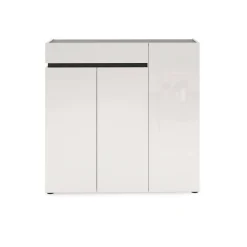 Scarpiera Dbontacchi, 120x34h115 cm, Bianco lucido e Antracite<Dmora Outlet