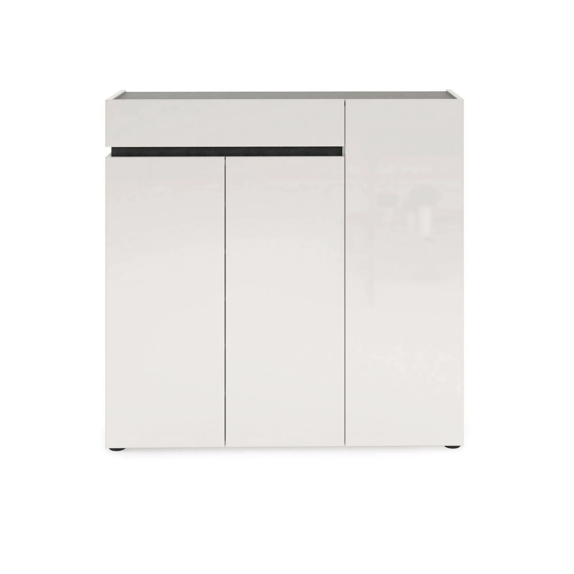Scarpiera Dbontacchi, 120x34h115 cm, Bianco lucido e Antracite<Dmora Outlet