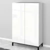 Scarpiera Dbrenza, cm 90x40h147, Bianco lucido e Ardesia<Dmora Hot