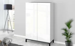 Scarpiera Dbrenza, cm 90x40h147, Bianco lucido e Ardesia<Dmora Hot