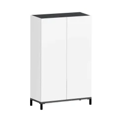 Scarpiera Dbrenza, cm 90x40h147, Bianco lucido e Ardesia<Dmora Hot