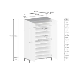 Scarpiera Dbrenza, cm 90x40h147, Bianco lucido e Ardesia<Dmora Hot