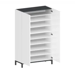Scarpiera Dbrenza, cm 90x40h147, Bianco lucido e Ardesia<Dmora Hot