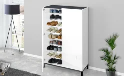 Scarpiera Dbrenza, cm 90x40h147, Bianco lucido e Ardesia<Dmora Hot