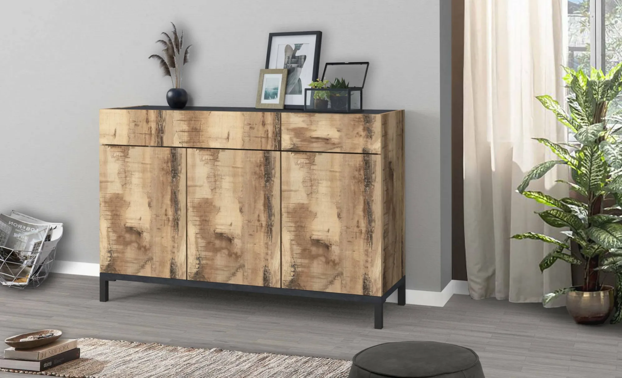 Scarpiera Dcamar, cm 120x40h80, Ardesia e Acero<Dmora Fashion