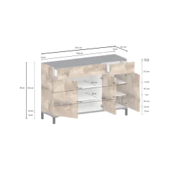 Scarpiera Dcamar, cm 120x40h80, Ardesia e Acero<Dmora Fashion