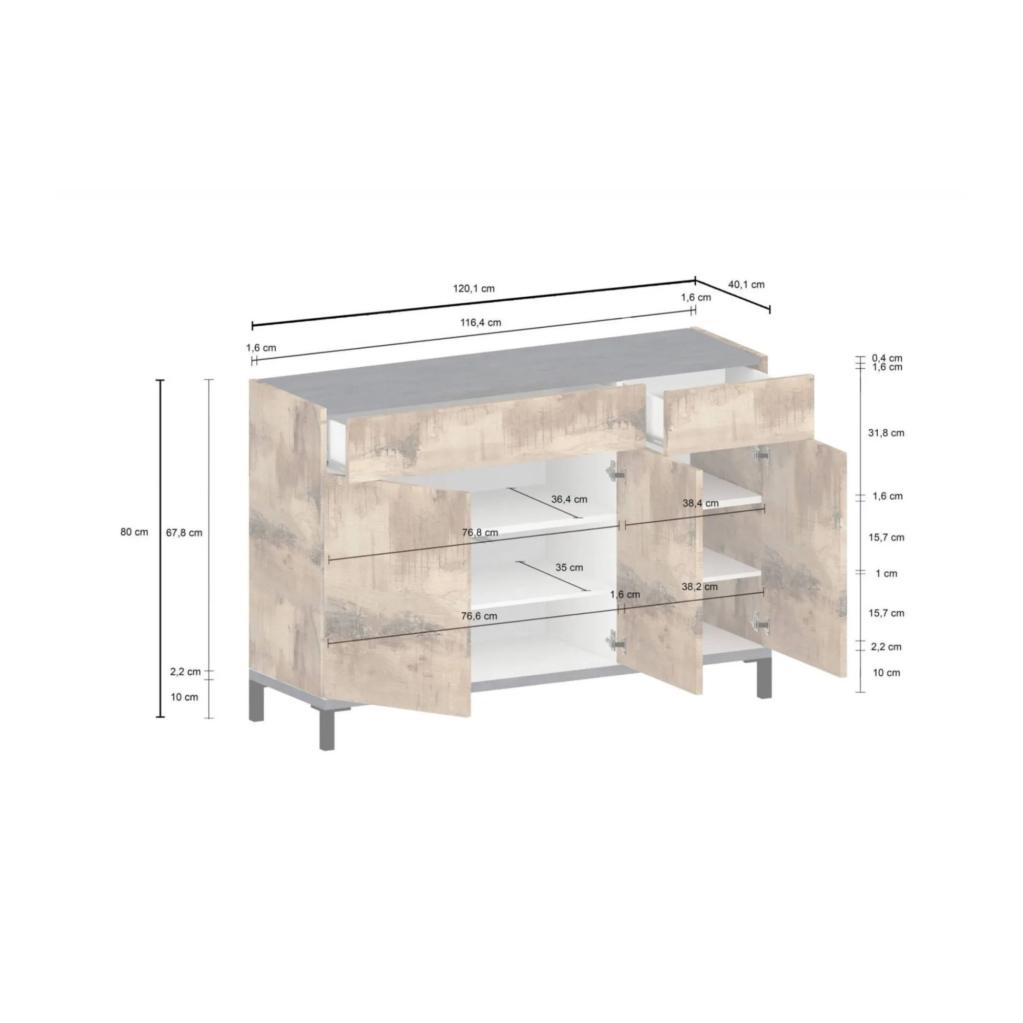 Scarpiera Dcamar, cm 120x40h80, Ardesia e Acero<Dmora Fashion