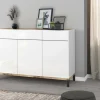 Scarpiera Dcamar, cm 120x40h80, Bianco lucido e Acero<Dmora Best