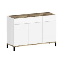 Scarpiera Dcamar, cm 120x40h80, Bianco lucido e Acero<Dmora Best