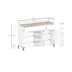 Scarpiera Dcamar, cm 120x40h80, Bianco lucido e Acero<Dmora Best