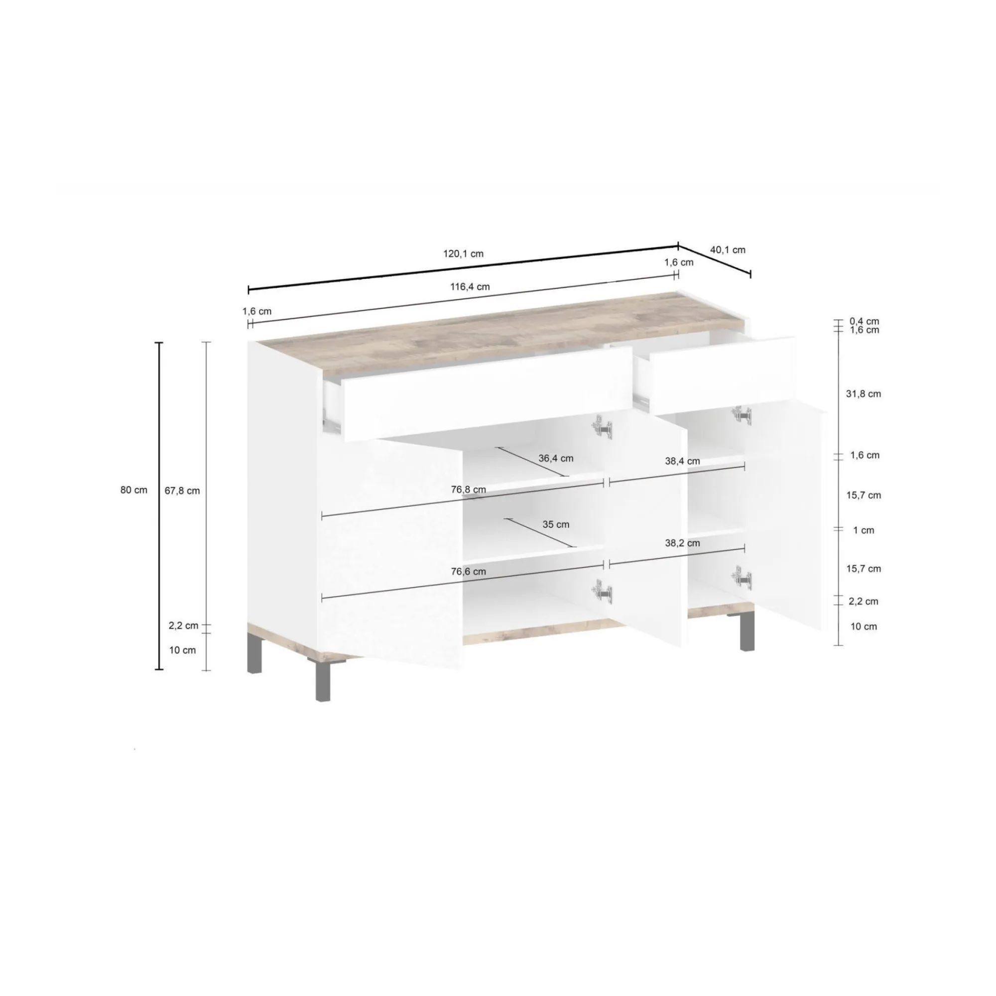 Scarpiera Dcamar, cm 120x40h80, Bianco lucido e Acero<Dmora Best