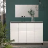 Scarpiera Dcaracciol, 160x34h115 cm, Bianco lucido e Antracite<Dmora Sale