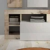 Scarpiera Ddewinte, 91x35 h58 cm, Bianco lucido e Acacia<Dmora Fashion