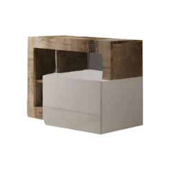 Scarpiera Ddewinte, 91x35 h58 cm, Bianco lucido e Acacia<Dmora Fashion