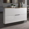 Scarpiera Dfurlanett, 160x19h80 cm, Bianco lucido e Rovere<Dmora Flash Sale