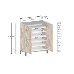 Scarpiera Dlanin, cm 90x40h102, Ardesia e Acero<Dmora Sale