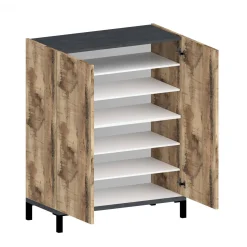 Scarpiera Dlanin, cm 90x40h102, Ardesia e Acero<Dmora Sale