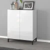 Scarpiera Dlanin, cm 90x40h102, Bianco lucido e Ardesia<Dmora Cheap