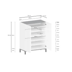 Scarpiera Dlanin, cm 90x40h102, Bianco lucido e Ardesia<Dmora Cheap