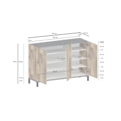 Scarpiera Dlopret, cm 120x40h80, Ardesia e Acero<Dmora Online