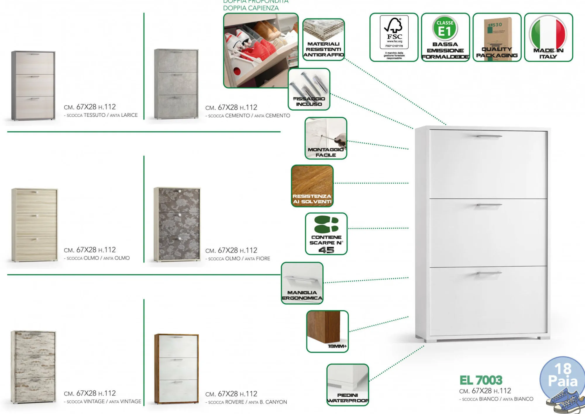 Scarpiera Dlos, 67x28h112 cm,<Dmora Outlet