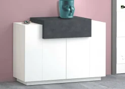 Scarpiera Dlucc, cm 120x45h86, Bianco lucido e Ardesia<Dmora Best Sale