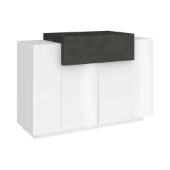 Scarpiera Dlucc, cm 120x45h86, Bianco lucido e Ardesia<Dmora Best Sale
