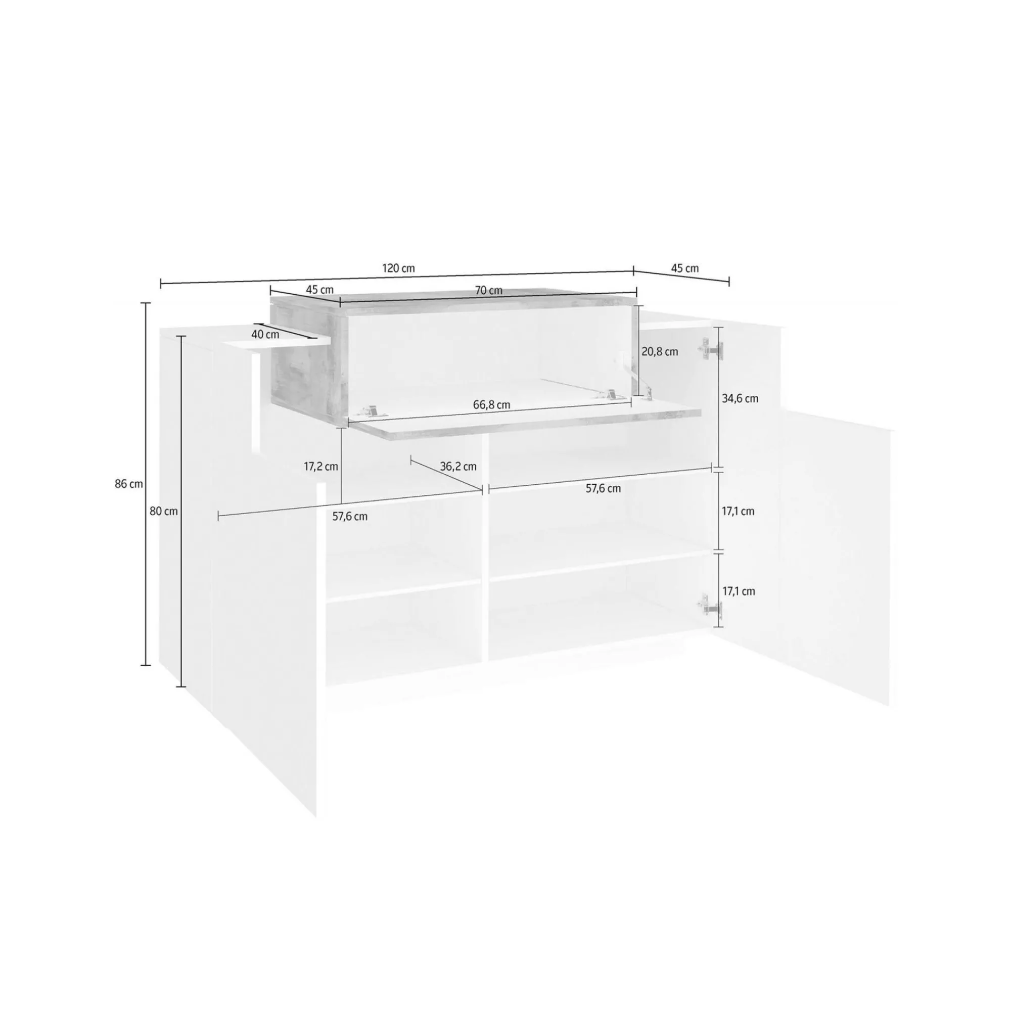Scarpiera Dlucc, cm 120x45h86, Bianco lucido e Acero<Dmora Online