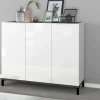 Scarpiera Dmas, cm 135x40h102, Bianco lucido e Ardesia<Dmora Clearance
