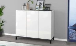 Scarpiera Dmas, cm 135x40h102, Bianco lucido e Ardesia<Dmora Clearance