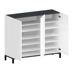 Scarpiera Dmas, cm 135x40h102, Bianco lucido e Ardesia<Dmora Clearance