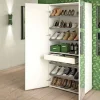 Scarpiera Dminiat, 72x37h195 cm, Bianco e Cemento<Dmora Shop