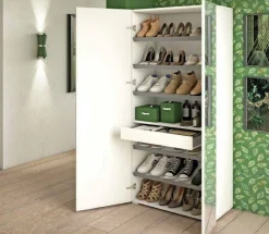 Scarpiera Dminiat, 72x37h195 cm, Bianco e Cemento<Dmora Shop