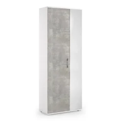 Scarpiera Dminiat, 72x37h195 cm, Bianco e Cemento<Dmora Shop